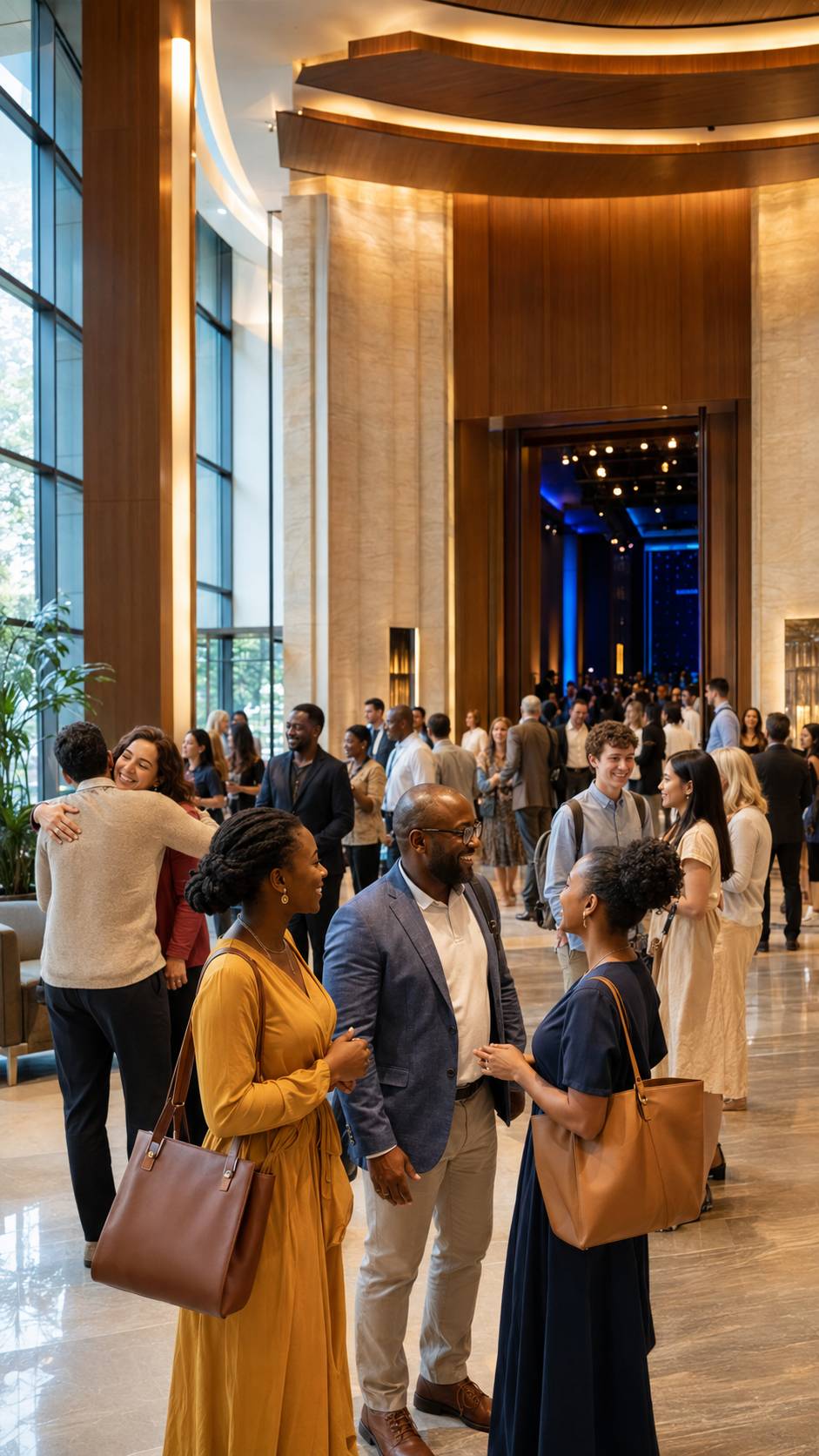 A diverse church community gathering for a special event