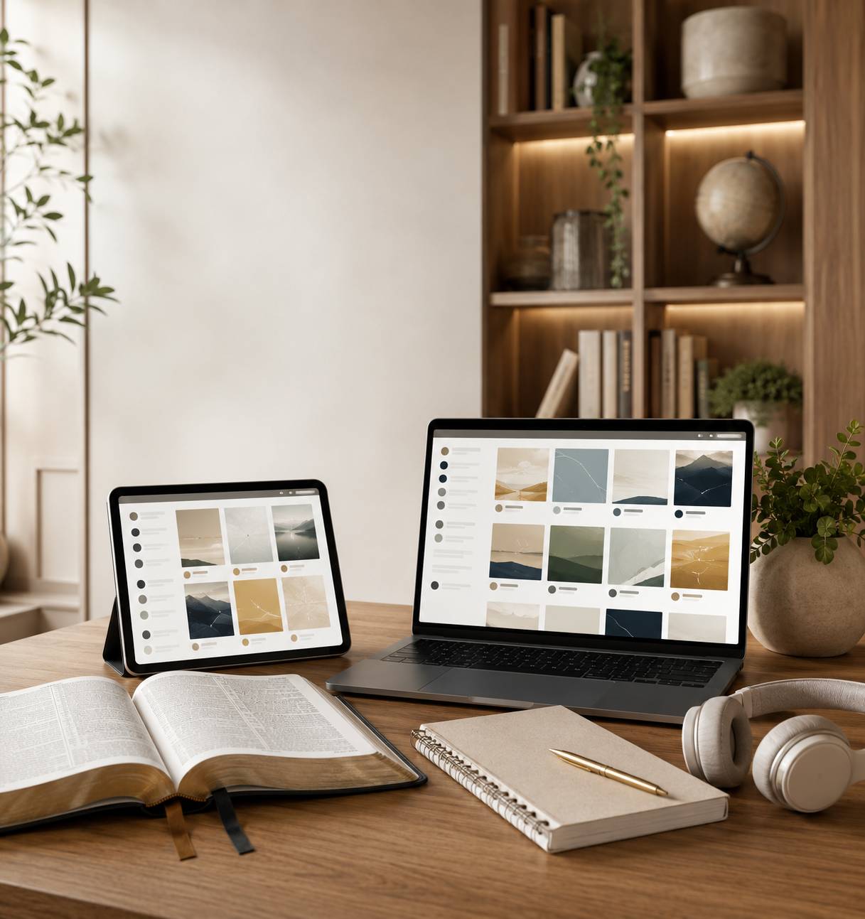 Digital ministry resources arranged in an online library