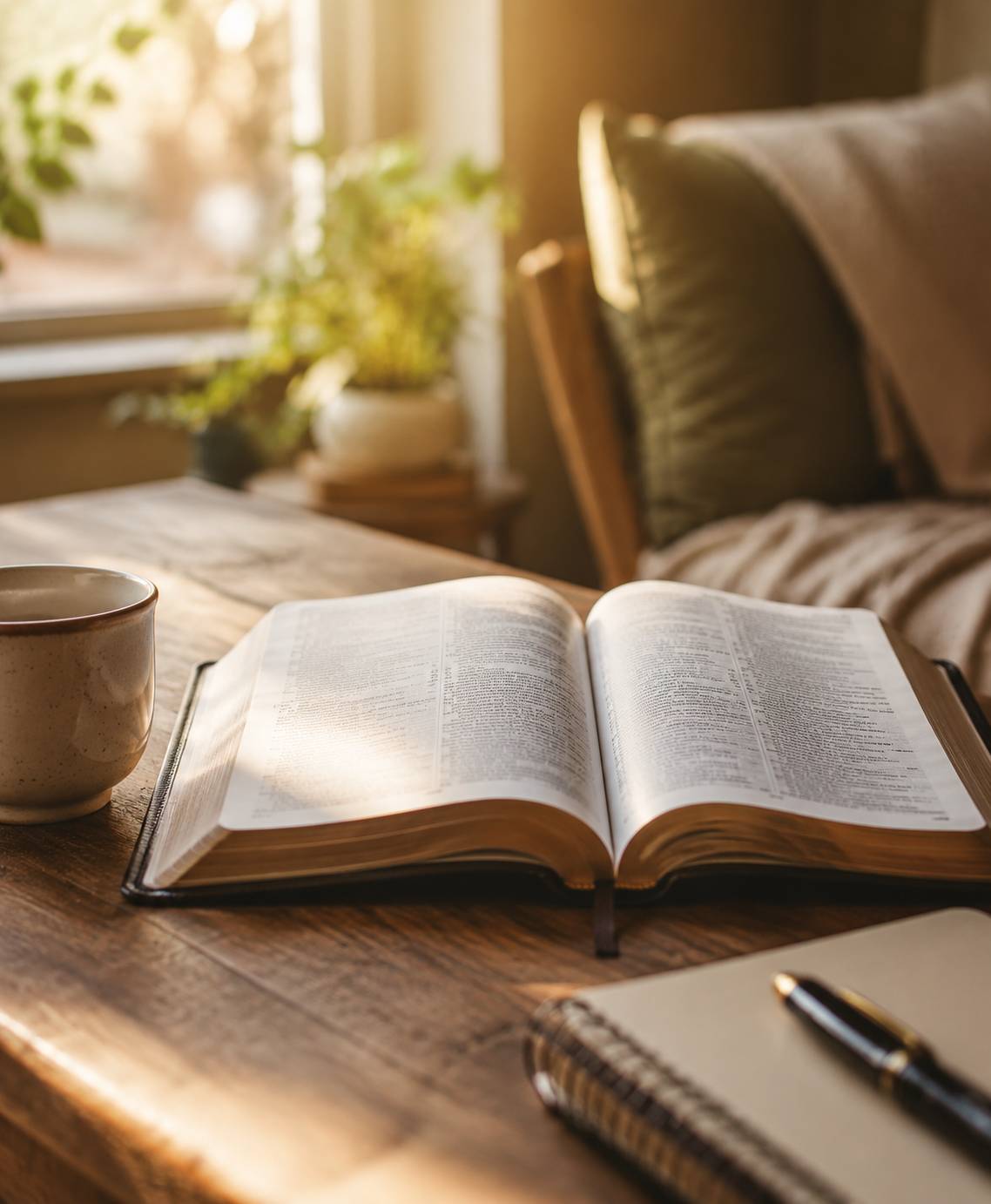 An open Bible prepared for a quiet devotional time