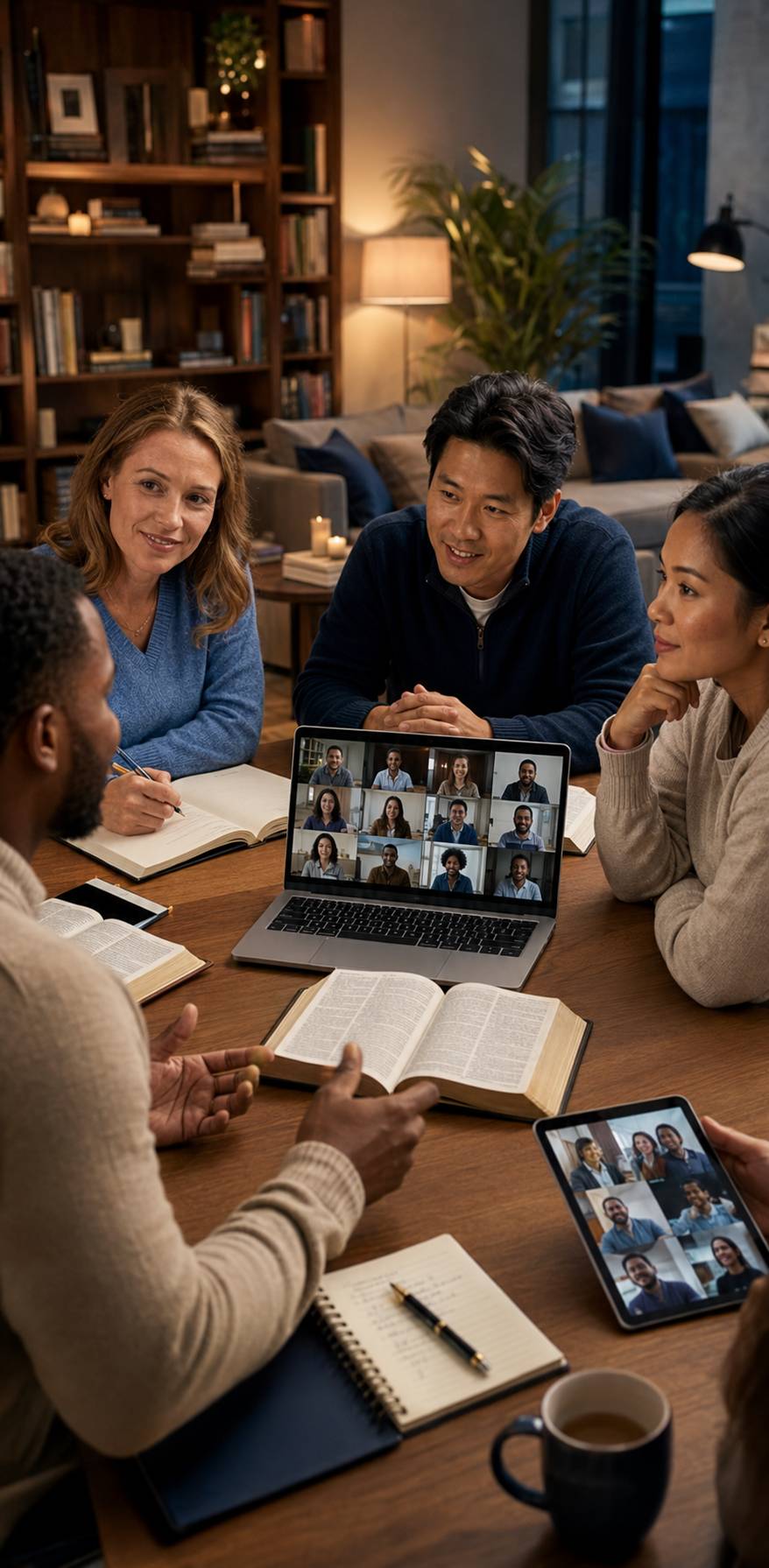 Believers joining an international Bible study online
